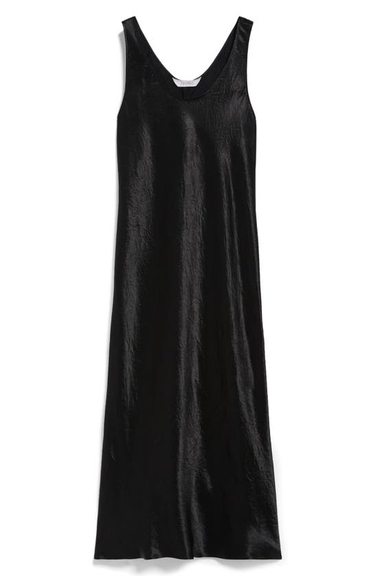 Shop Max Mara Talete Sleeveless Crinkle Satin Dress In Black