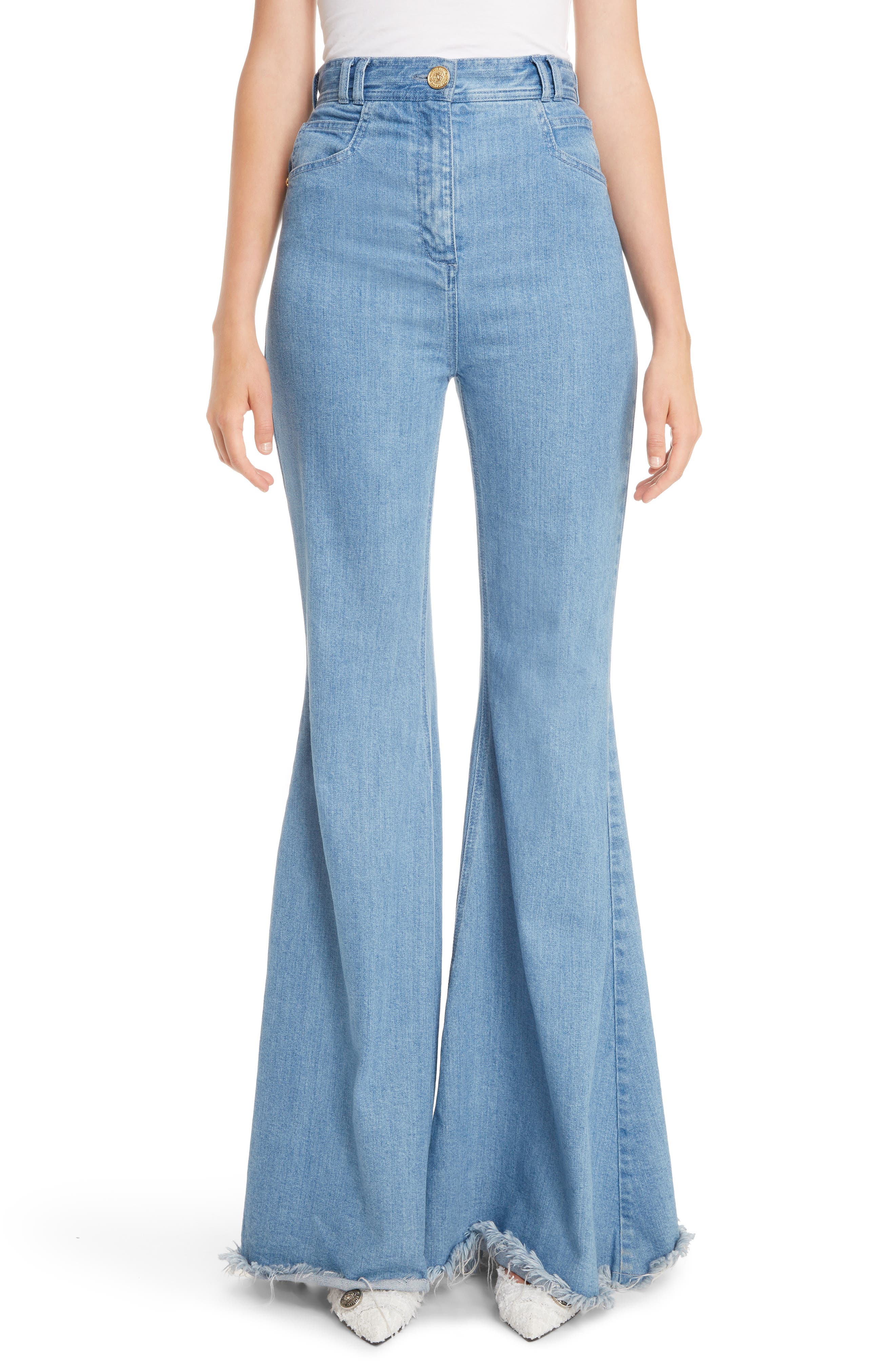 frayed flare jeans