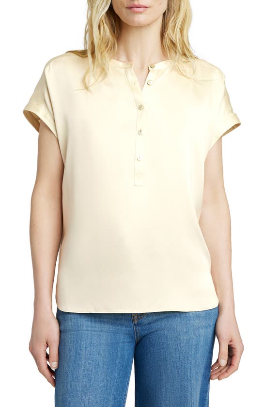 Shop Faherty Desmond Silk Henley In Pearled Ivory