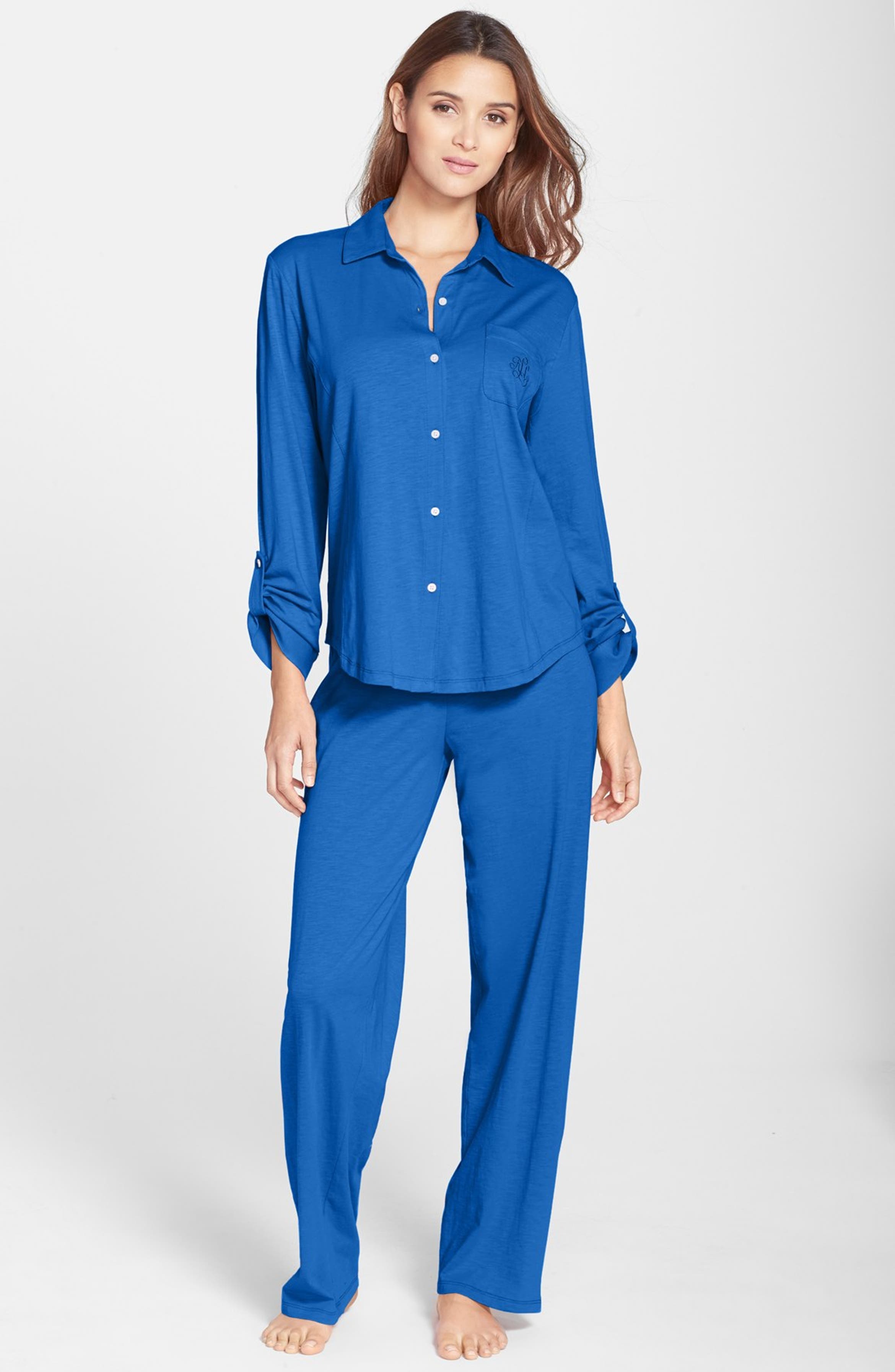 Lauren Ralph Lauren Roll Sleeve Jersey Pajamas | Nordstrom