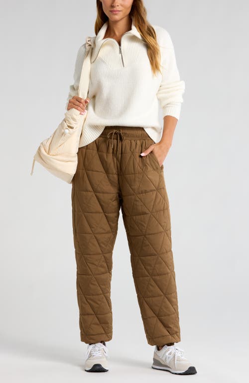 Shop Zella Recycled Polyester Quilted Pants In Brown Teak