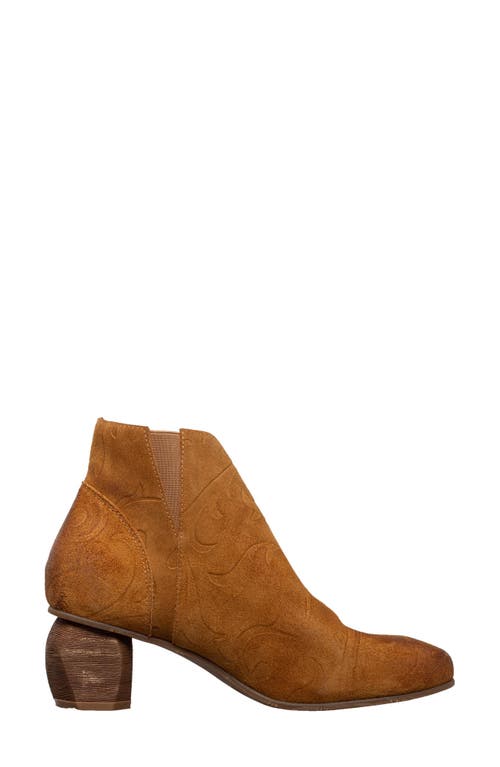 Antelope Pattie Embossed Bootie In Cognac