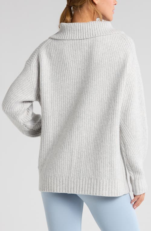 Shop Zella Cozy Knit Zip-up Cardigan In Grey Light Heather