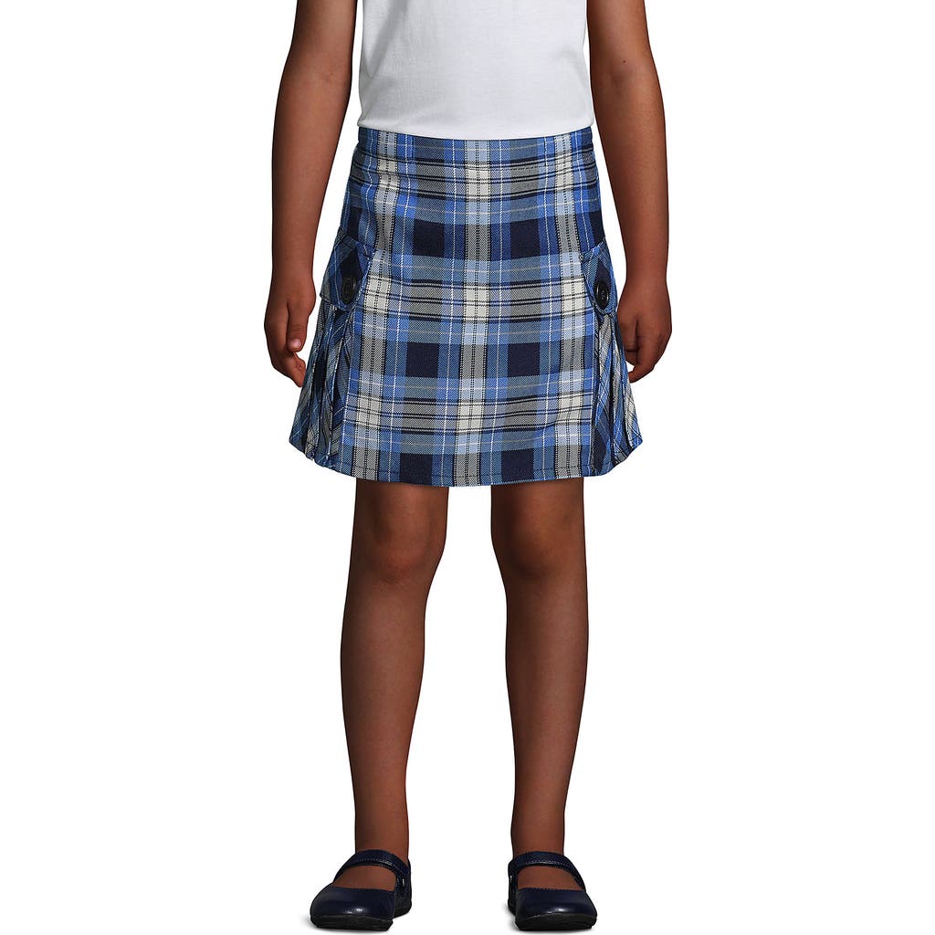 LANDS' END LANDS' END SCHOOL UNIFORM GIRLS SIDE PLEAT PLAID SKORT ABOVE KNEE