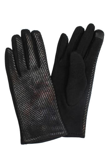 Marcus Adler Chevron Jersey Touchscreen Gloves In Black
