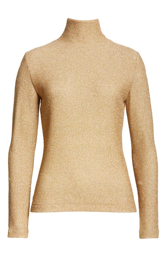 Shop St John Metallic Turtleneck Sweater In Gold