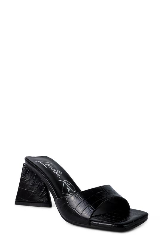 LONDON RAG LONDON RAG TRINITY CROC EMBOSSED TRIANGLE BLOCK HEEL SANDAL