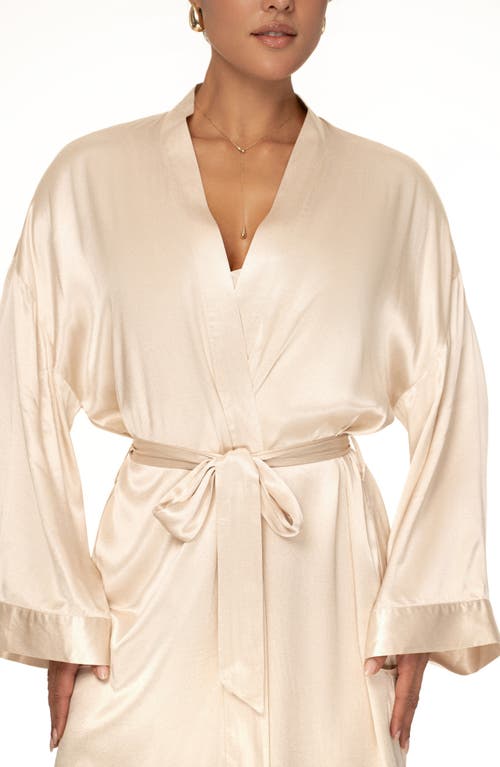 Shop Jluxlabel Forever & Always Satin Robe In Beige