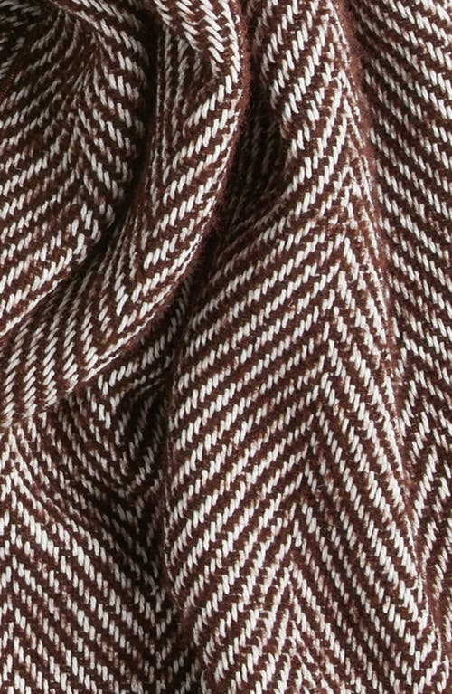 Clifton Wilson Herringbone Wool Scarf In Brown