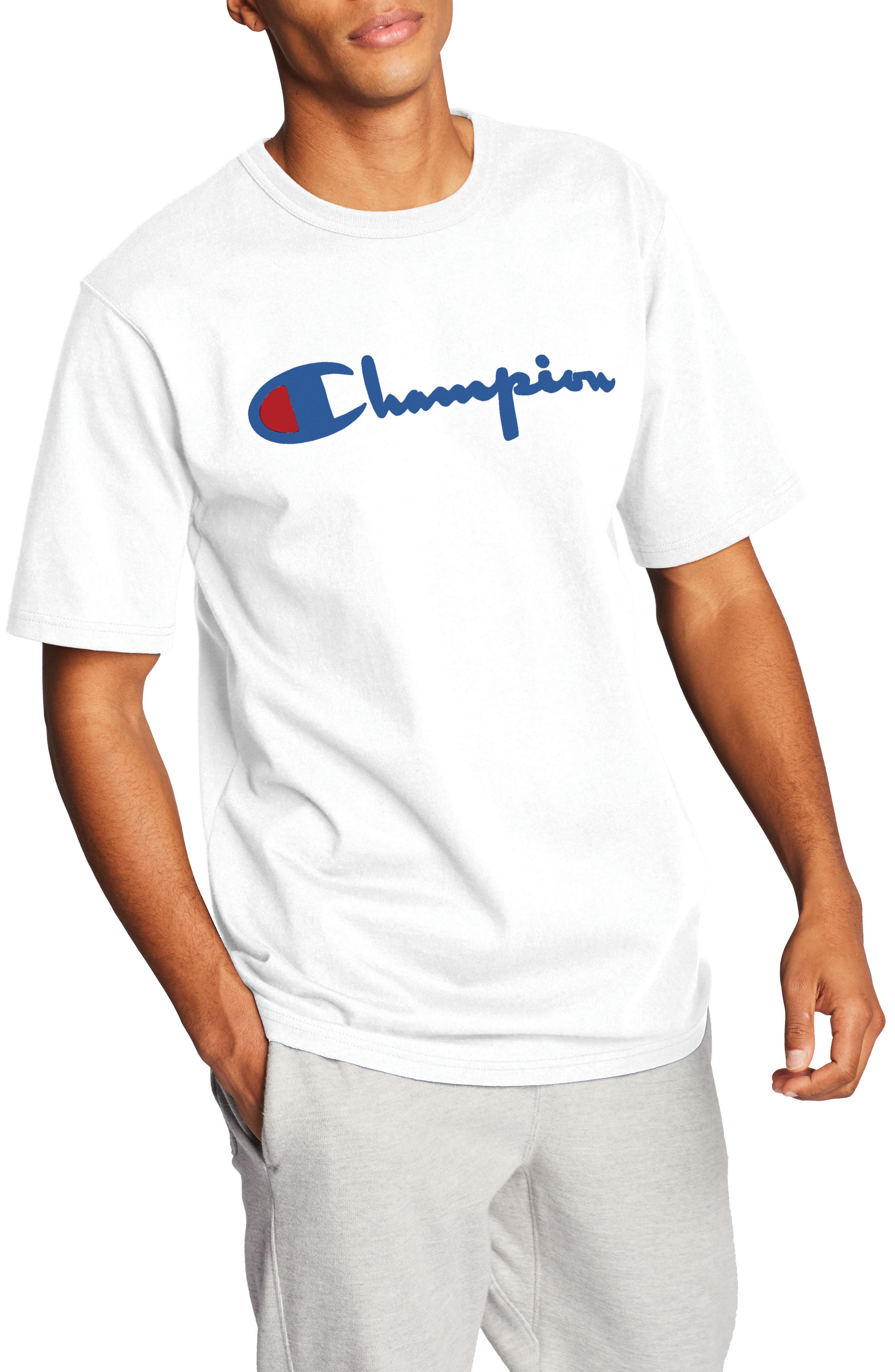 UPC 192503455453 - Men's Champion Vintage Flock Print Logo T-Shirt ...