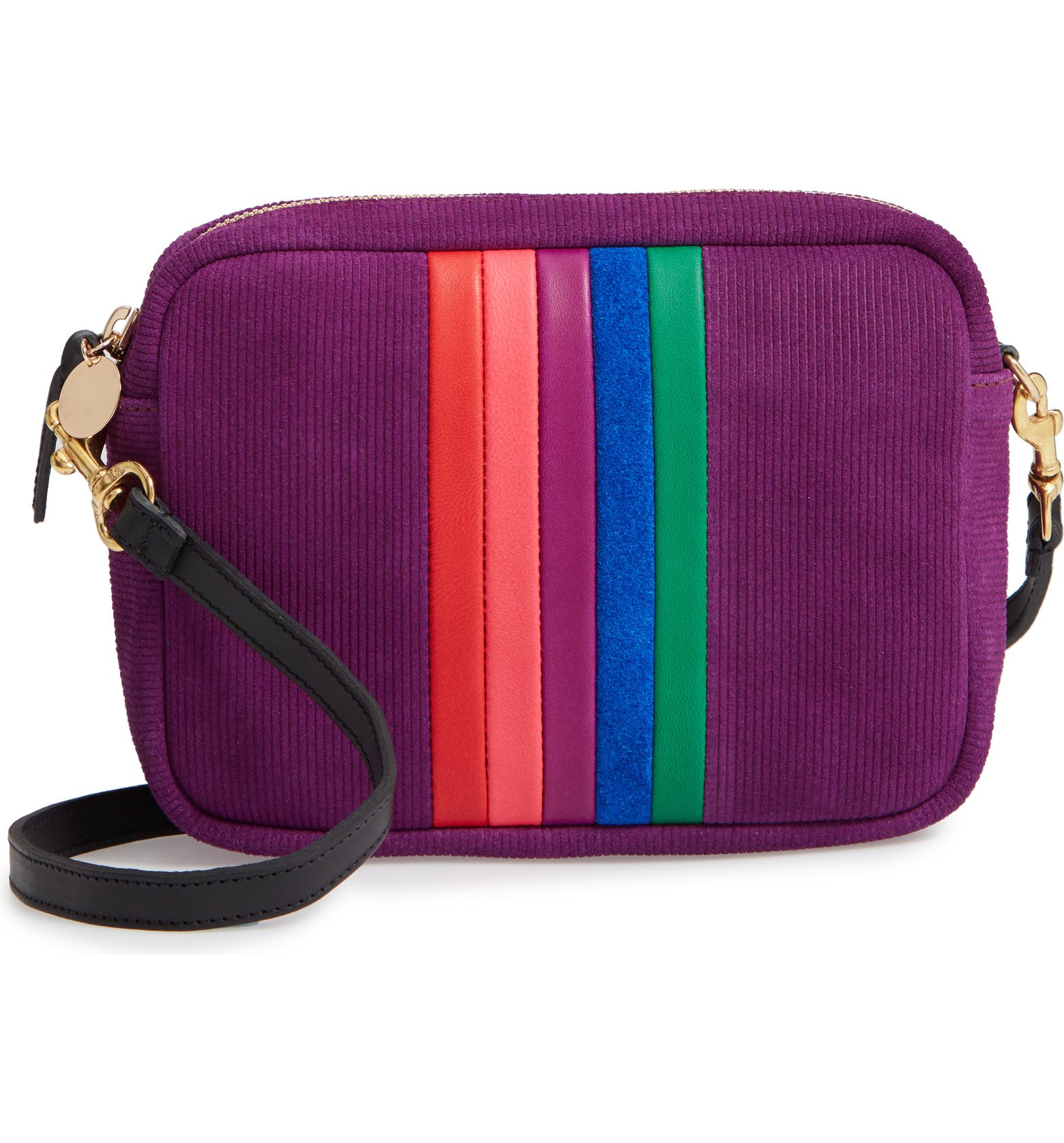 Clare V. Midi Sac Rainbow Stripe Corduroy Crossbody Bag | Nordstrom