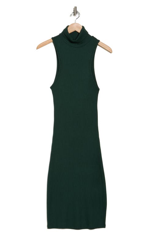 Go Couture Turtleneck Sleeveless Minidress In Forest Rib