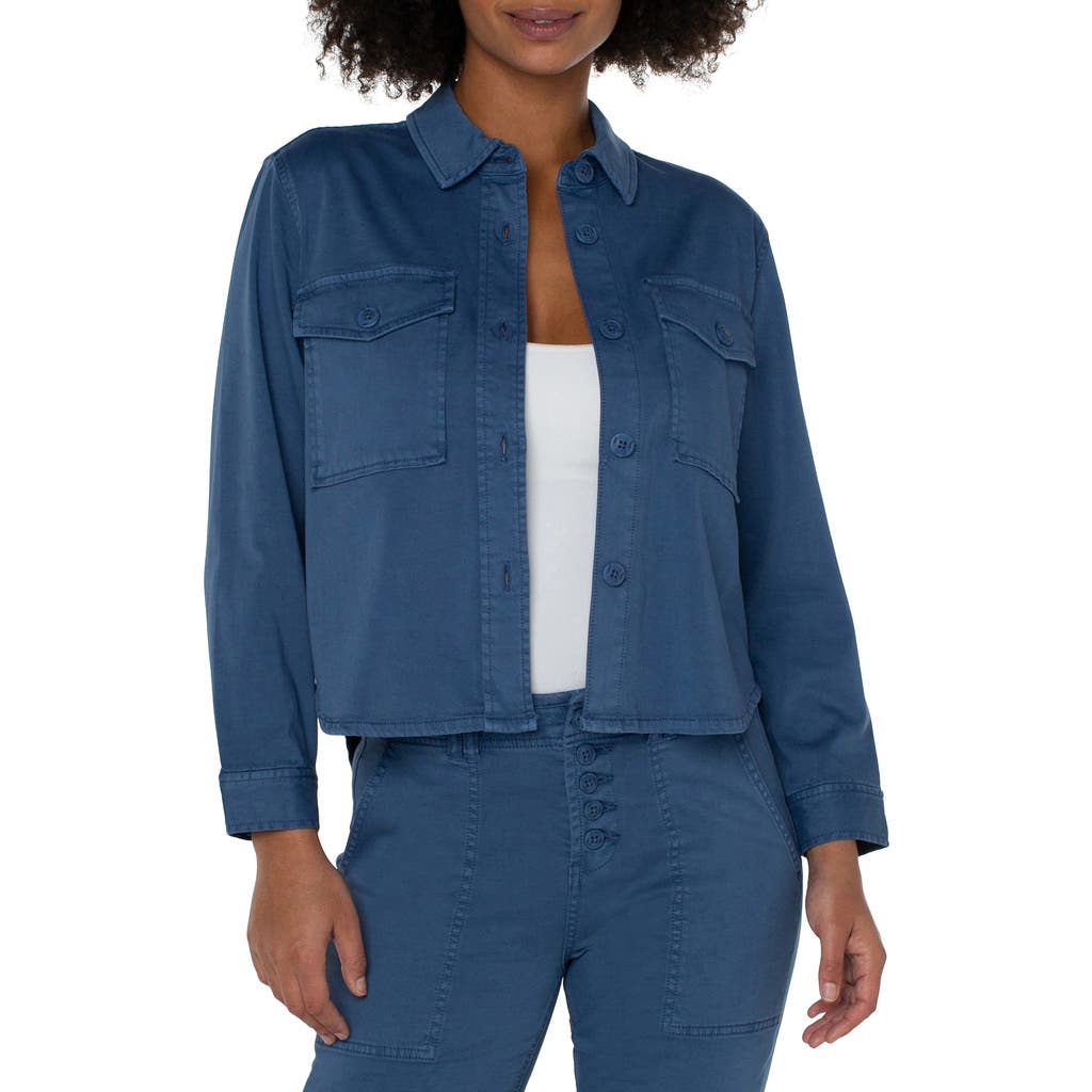 Liverpool Cotton Blend Shirt Jacket In Queen Blue