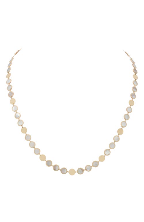 Mother-of-Pearl Inlay Link Necklace in Yellow Gold