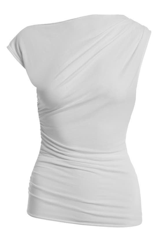 Shop Naked Wardrobe Basic Drape One-shoulder Top In White