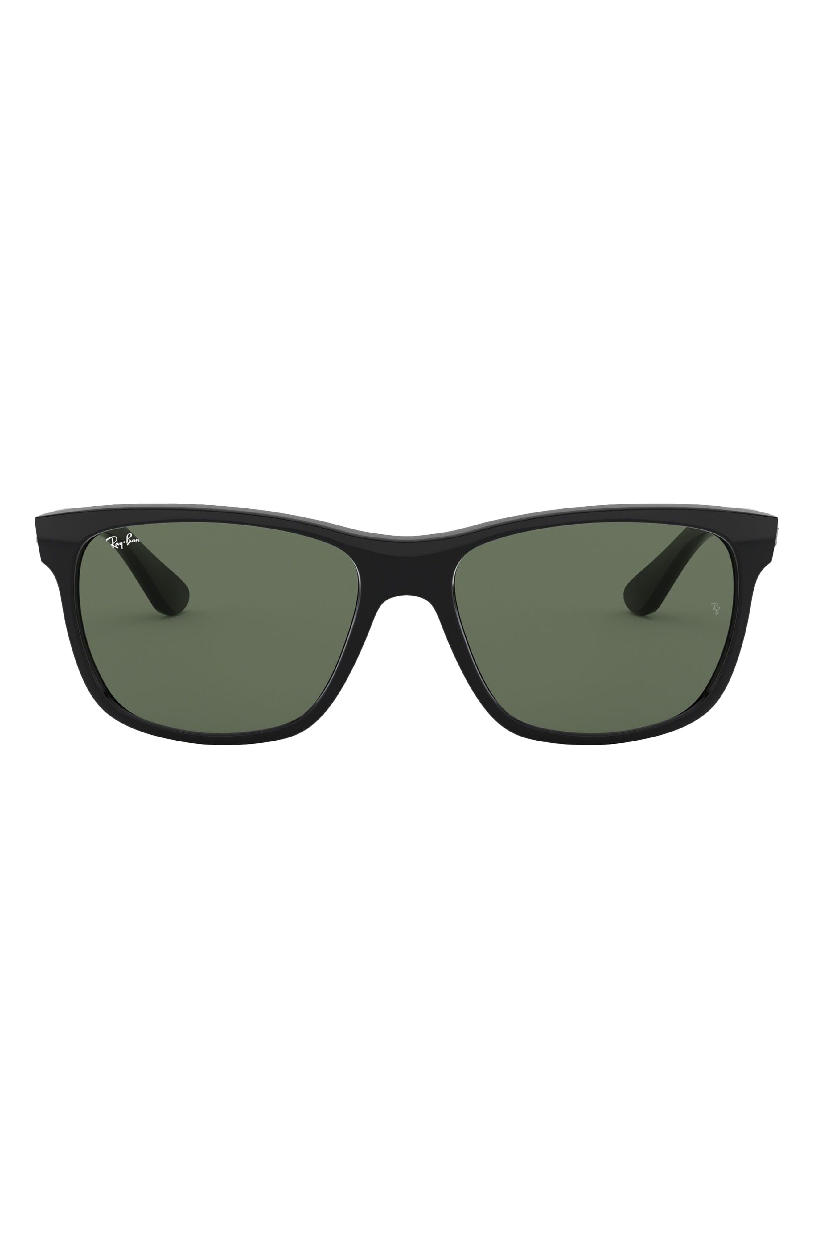 UPC 713132449226 product image for Ray-Ban 57mm Square Sunglasses in Shiny Black/Crystal Green at Nordstrom | upcitemdb.com