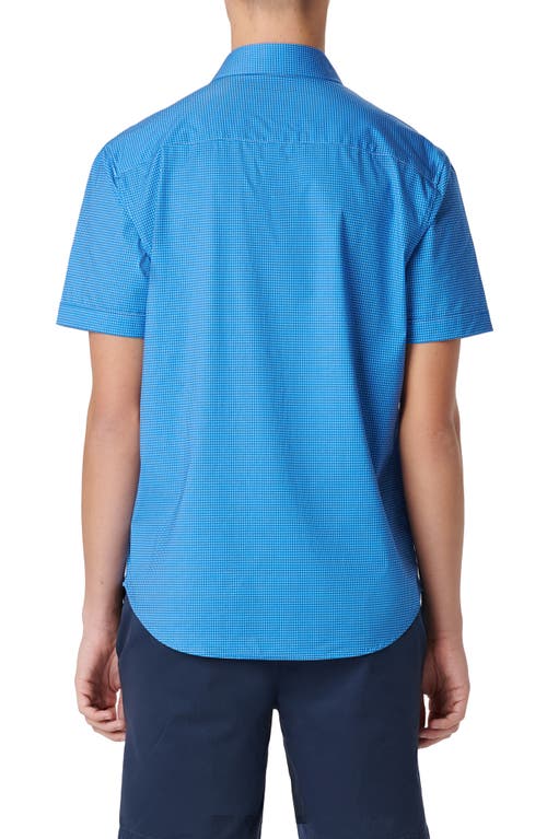 Shop Bugatchi Miles Ooohcotton® Pin Dot Short Sleeve Button-up Shirt In Classic Blue