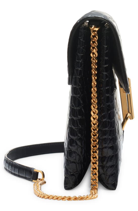 Shop Tom Ford Monarch Medium Croc Embossed Leather Shoulder Bag In Black