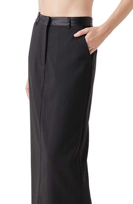 Shop Grey Lab High Waist Satin Trim Maxi Skirt In Black