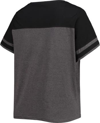 Profile Women's Heathered Charcoal/Black Miami Marlins Plus Size Colorblock T-Shirt in Heather Charcoal