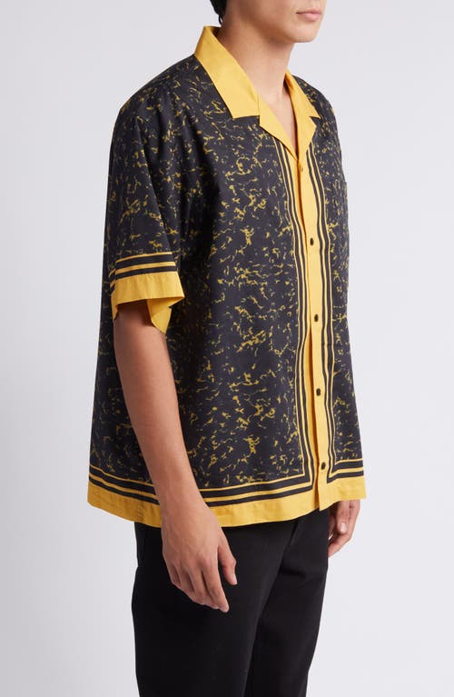 Shop Hugo Egeeno Border Stripe Camp Shirt In Gold