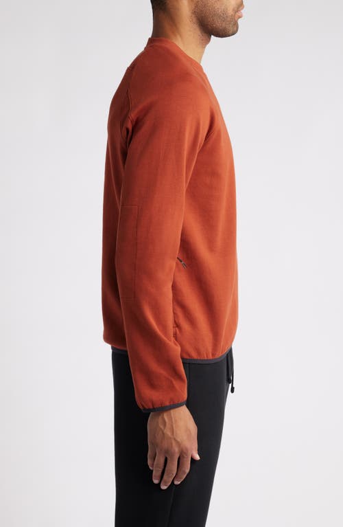 Shop Zella Powertek Cotton Blend Sweatshirt In Rust Hills