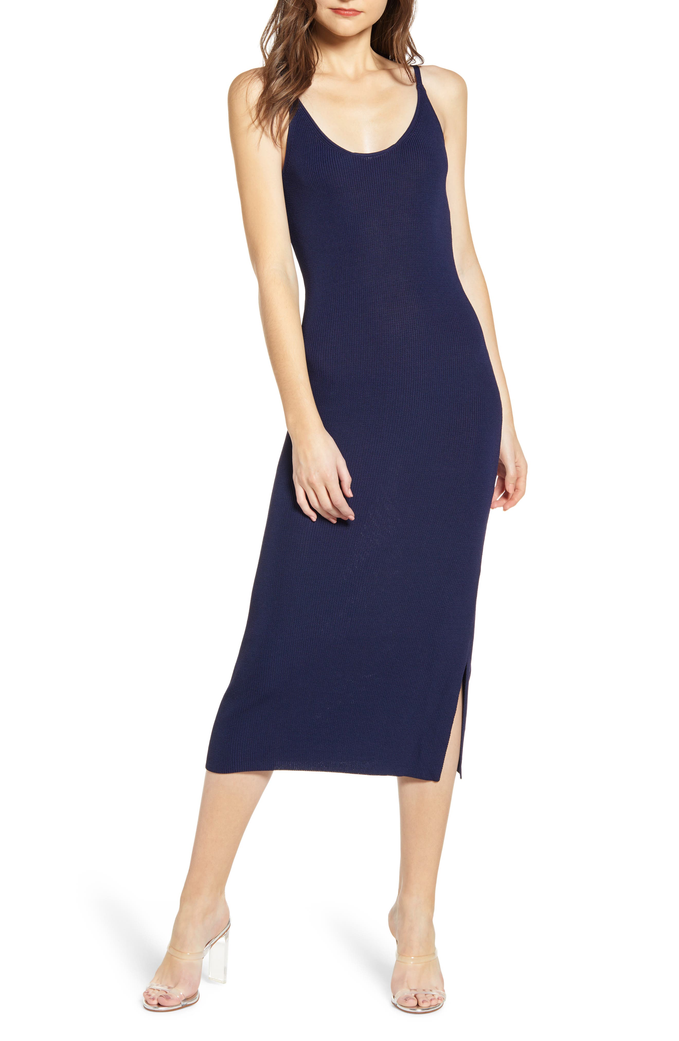 Leith Sweater Strap Dress, Blue