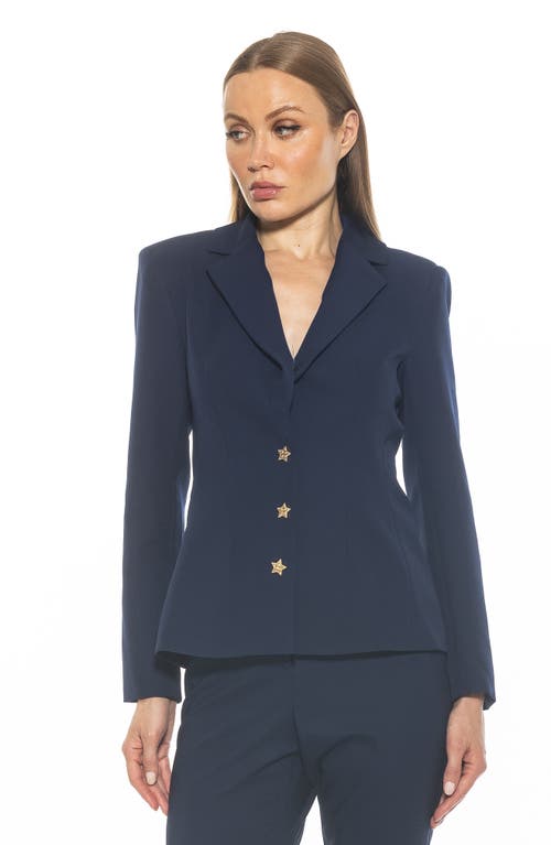 Alexia Admor Gwen Jacket Star Button Blazer In Navy
