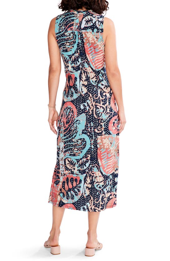 Nic + Zoe Batik Stamp Linen Blend Midi Dress In Indigo Multi | ModeSens
