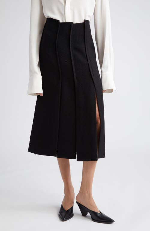 Proenza Schouler Textured Twill Paneled Midi Skirt Black at Nordstrom,