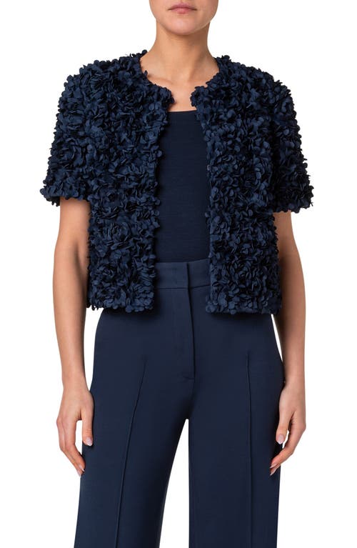 Akris Punto Lasercut Floral Short Jacket In Ink