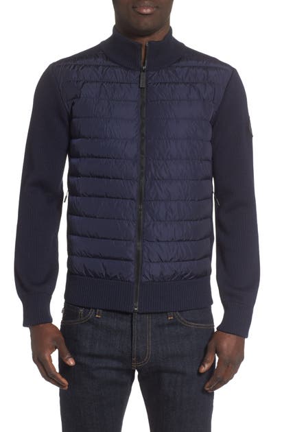 Canada Goose Hybridge Slim Fit Down Front Knit Jacket In Navy
