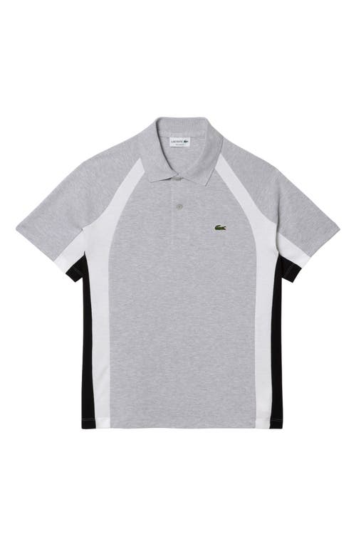 Lacoste Relaxed Fit Stripe Cotton Piqué Polo In Gray