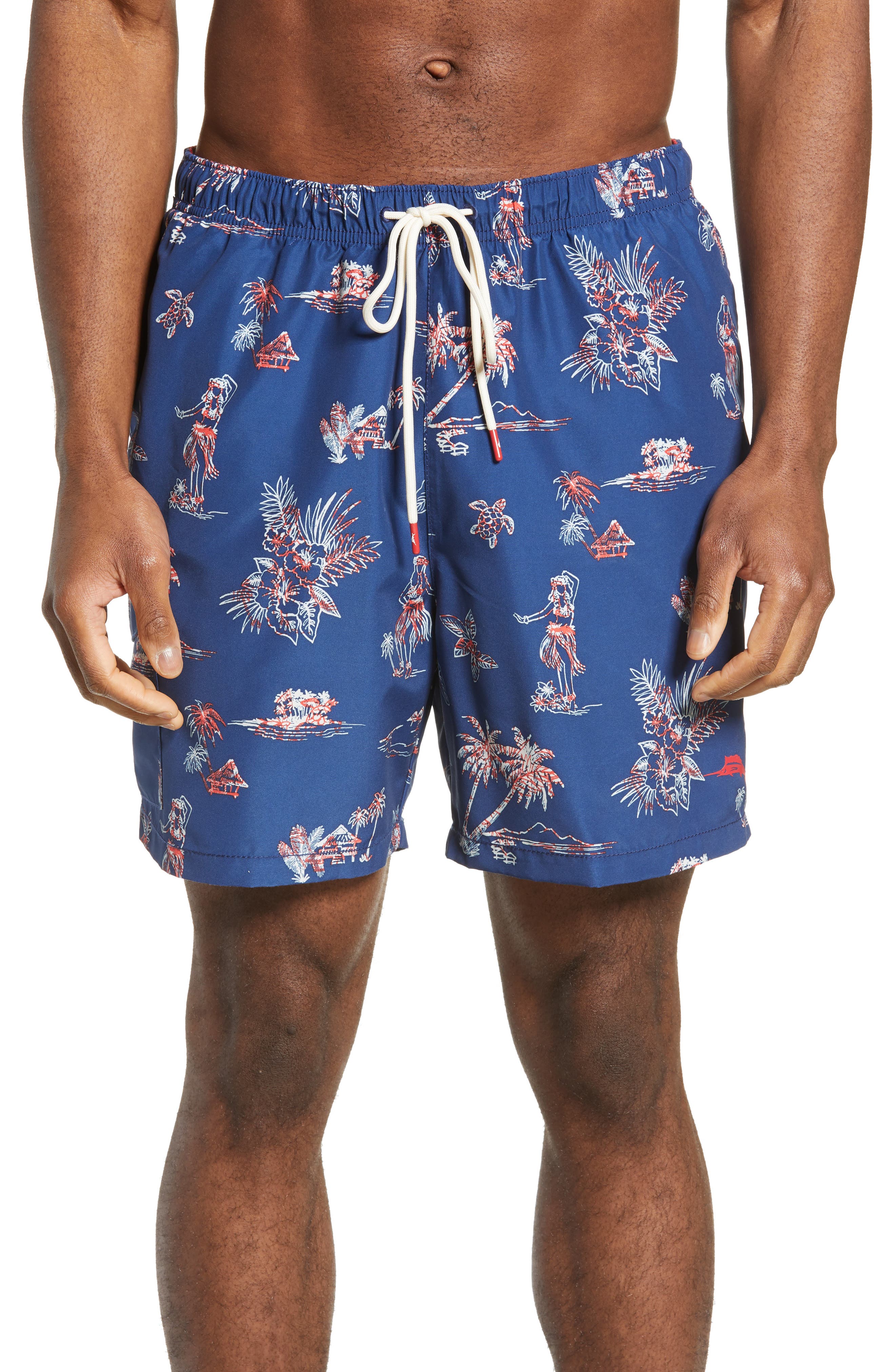 Tommy Bahama Naples Hula Hut Classic Fit Swim Trunks, Blue