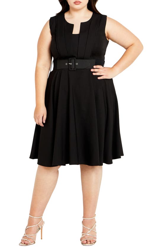 City Chic Veronica Belted Strapless Fit & Flare Dress In Black