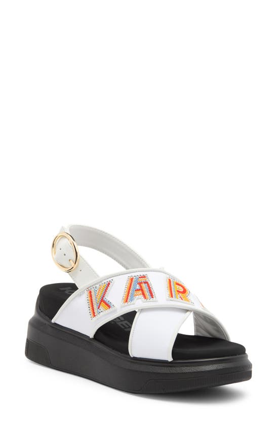 Shop Karl Lagerfeld Paris Trella Slingback Platform Wedge Sandal In Bright White