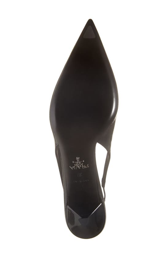 Prada Elegant Leather Slingback Pumps With Pointed Toe In Nero