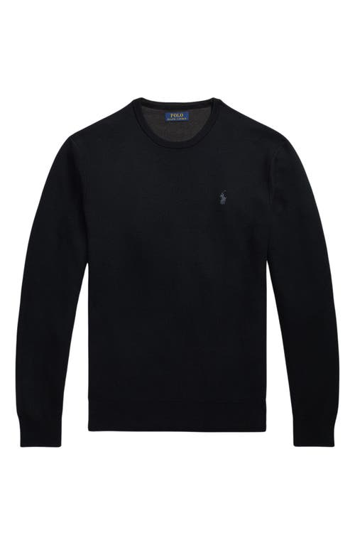 Polo Ralph Lauren Blue Crewneck Sweater With Pony Logo Embroidered On The Front In Black
