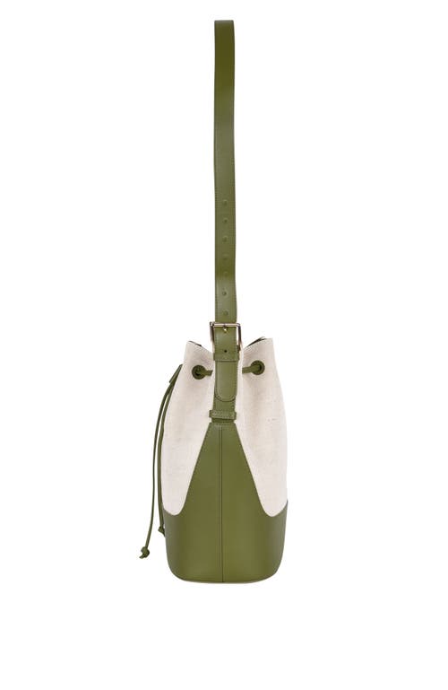 Shop Hyer Goods Canvas And Upcycled Leather Everyday Cinch Bucket Bag In Olive