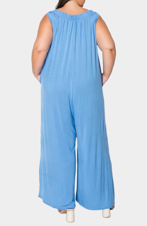 Shop L I V D Olson Pocket Wide Leg Jumpsuit In Blue Perry