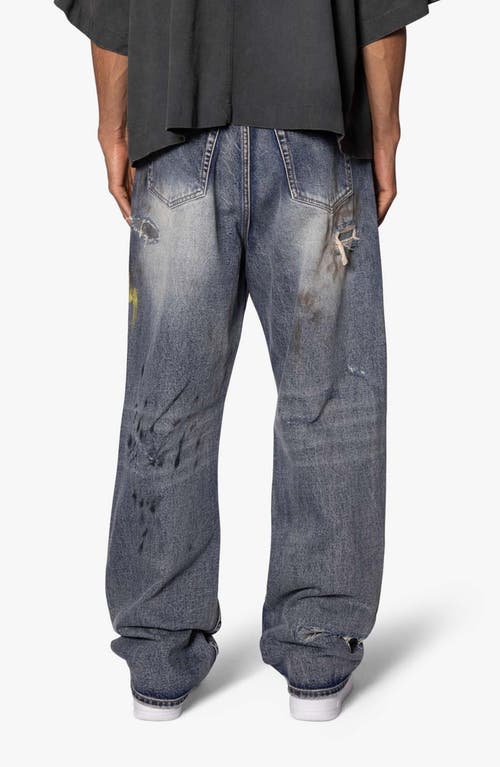 Mnml Ultra Baggy Ripped Jeans In Light Blue