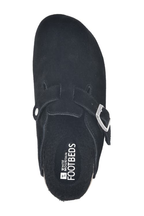 Shop White Mountain Footwear Bari Faux Shearling Footbed Suede Mule In Black/suede W/fur