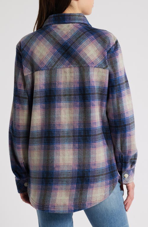 Shop Thread & Supply Plaid Polar Fleece Shacket In Blue Mauve