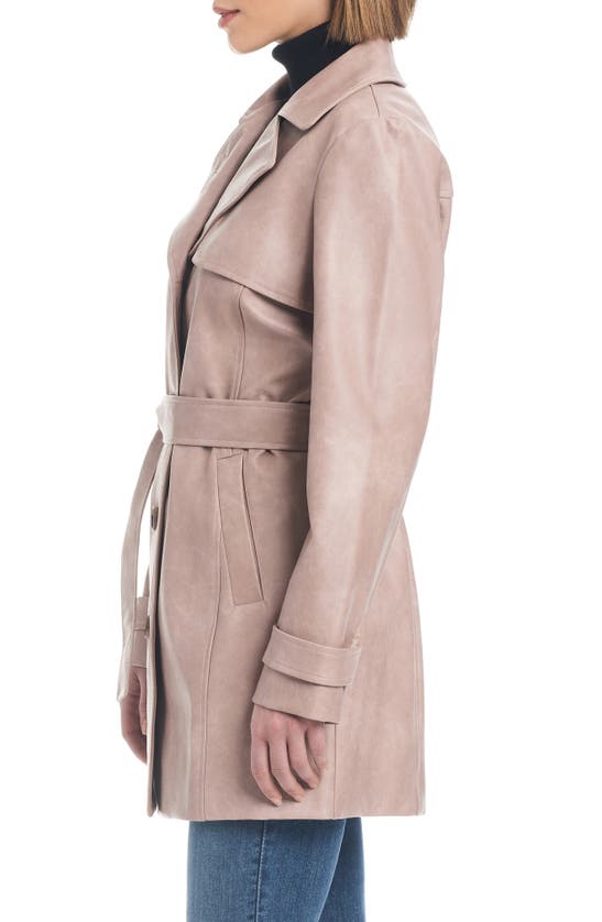 Sanctuary Faux Leather Trench Coat In Distressed Rose Smoke