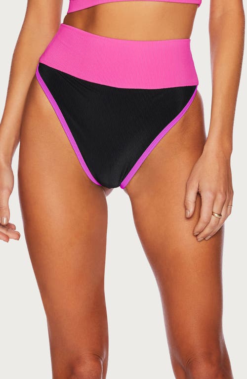 Shop Beach Riot Emmy Colorblock High Waist Bikini Bottoms In Vivid Violet