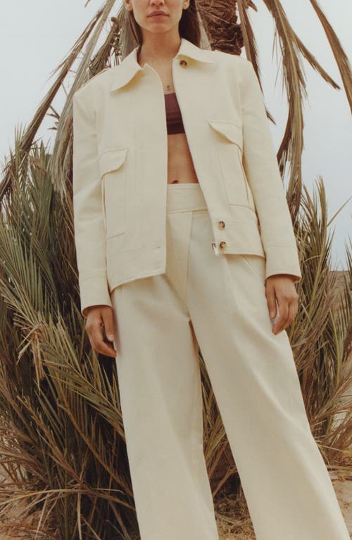 Mango Cotton & Linen Jacket In Natural Ivory