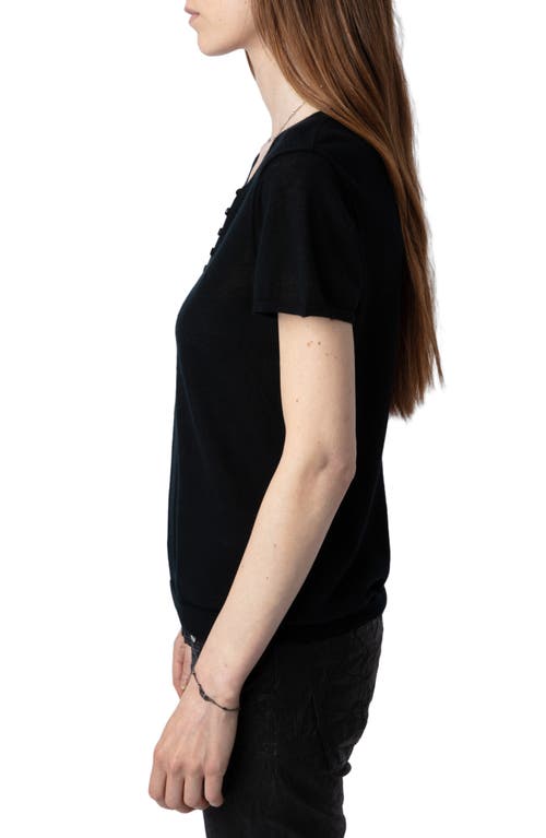 Shop Zadig & Voltaire Celsey Short Sleeve Cashmere Sweater In Noir