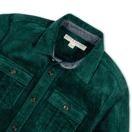 Shop Hope & Henry Baby Boys' Corduroy Flap Pocket Shirt, Infant In Deep Green Cord