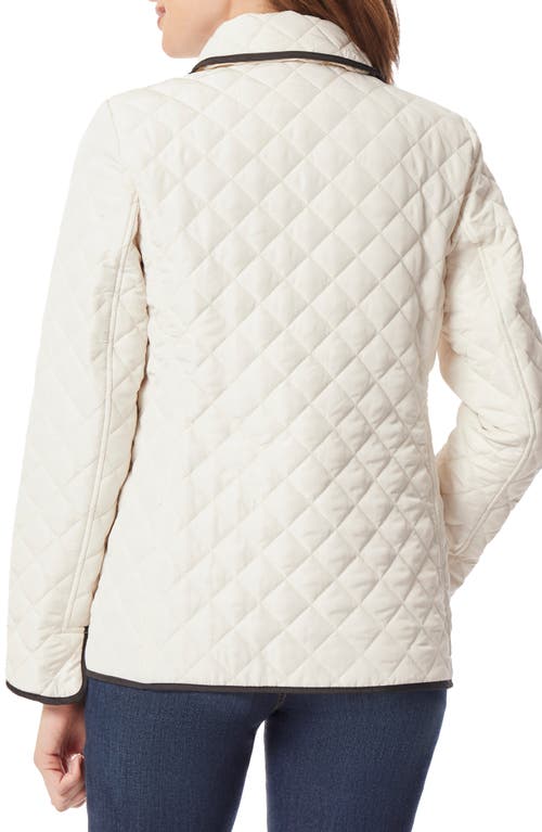 Shop Jones New York Quilted Mixed Media Coat In Jones White/jones Black