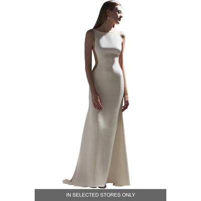 Watters Lotus Side Cutout Crepe Wedding Dress, Size IN STORE ONLY - Ivory
